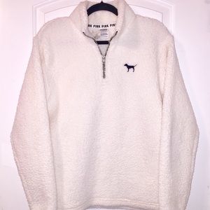 VS PINK: Cream Sherpa Jacket